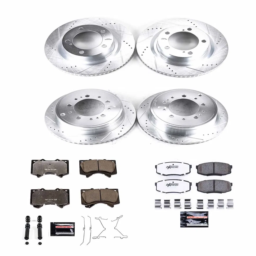 K2813-36 – POWERSTOP Brake Kit, Z36 Extreme Carbon Fiber Ceramic Brake Pads Silver Zinc Plated Cross-Drilled And Slot...